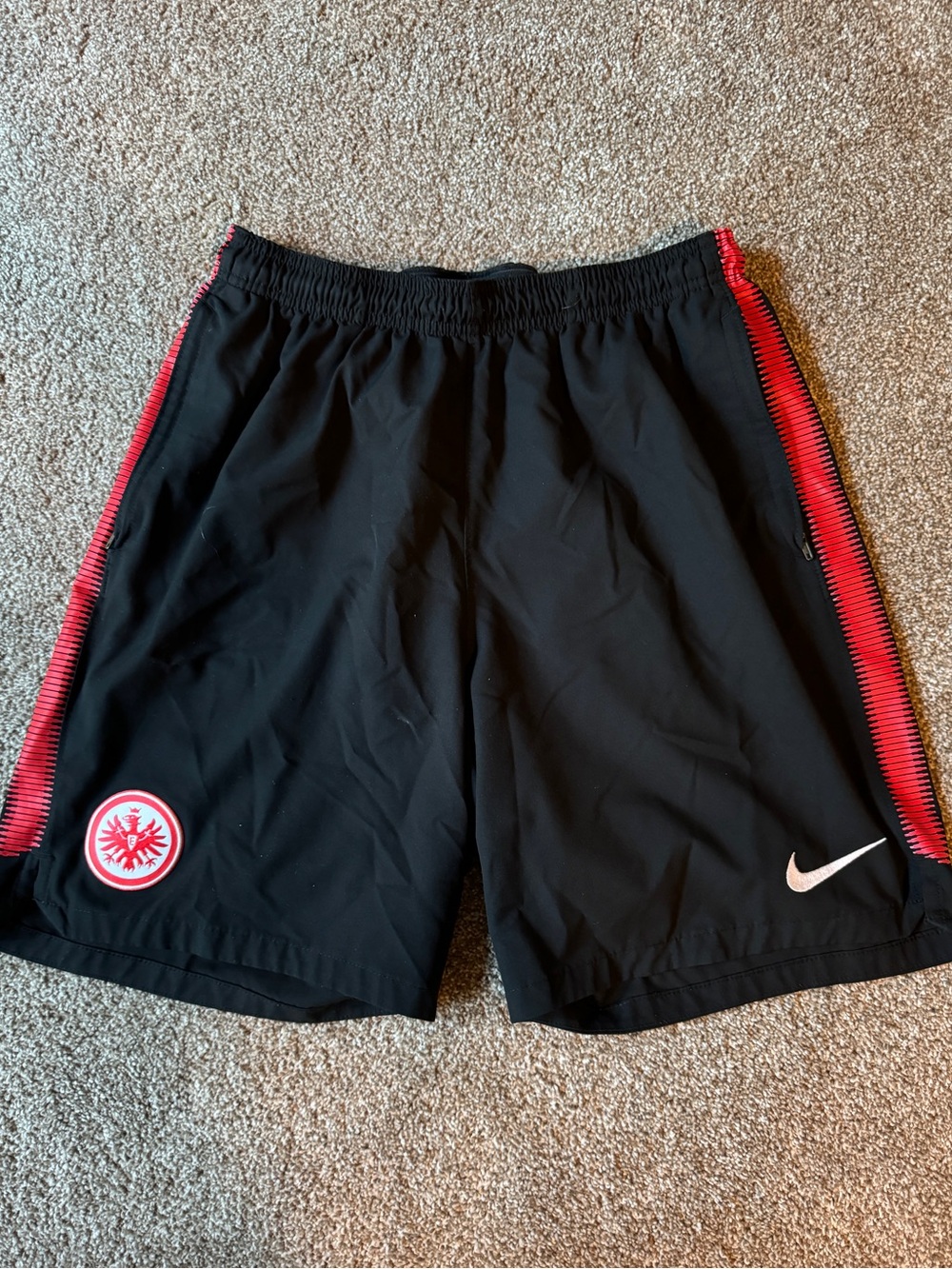 Eintract Frankfurt Nike Men’s Black Athletic Shorts with Red Trim